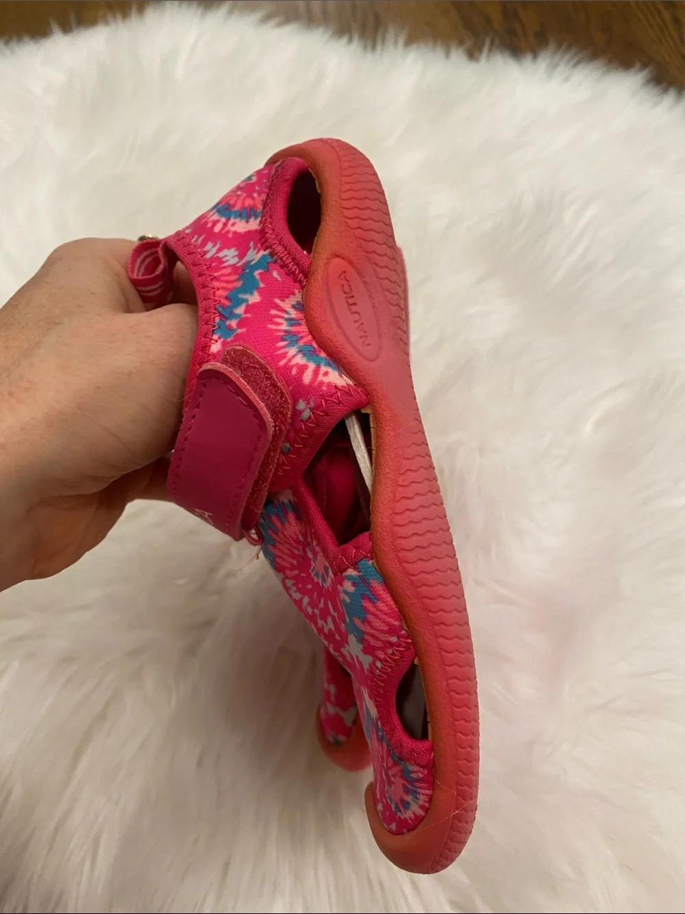Nautica Kids Bright Pink & Blue Tie-Dye Water Shoes sz 10